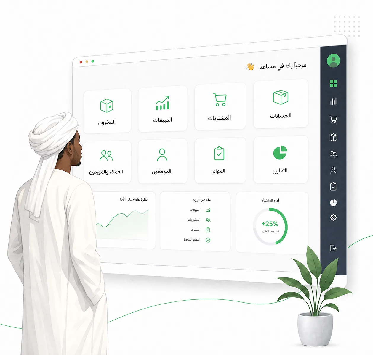 صاحب منشأة سوداني يتابع لوحة مساعد